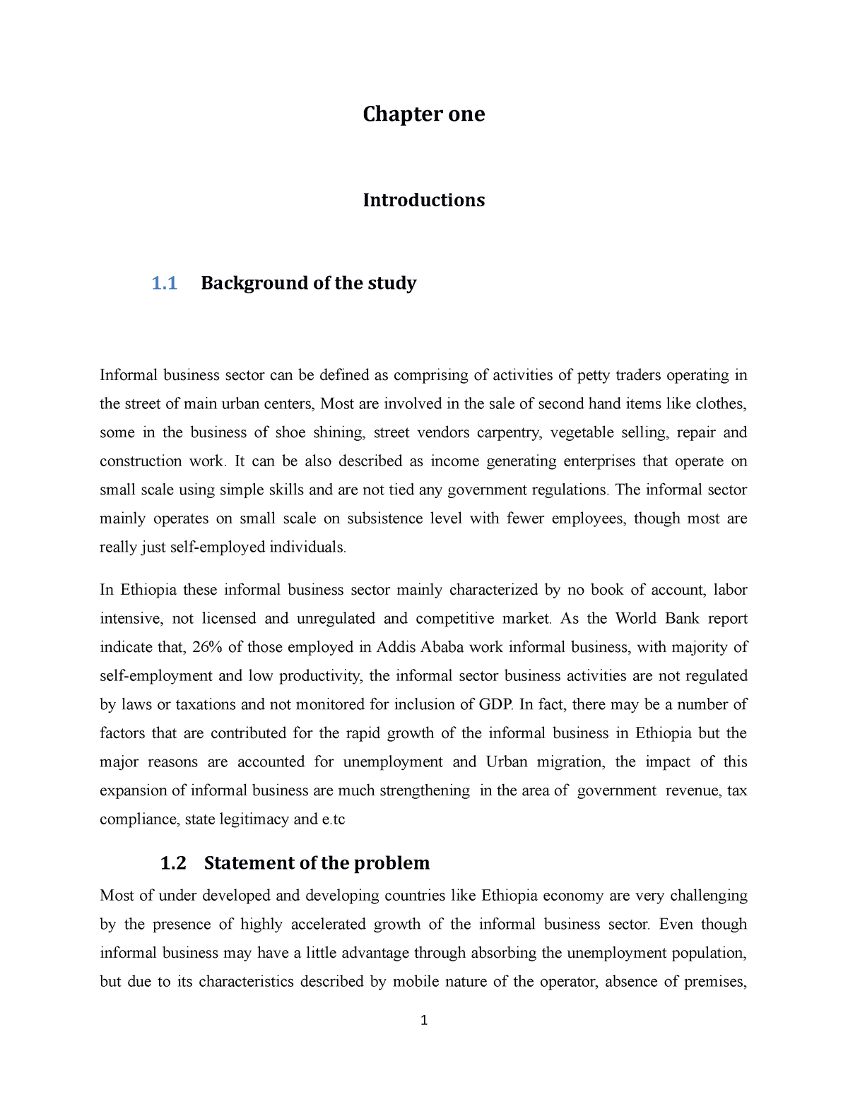 research proposal chapter one introduction