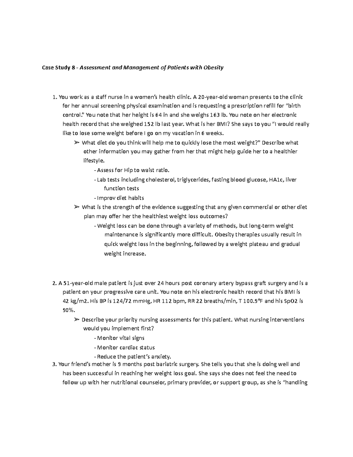 case study obese patient