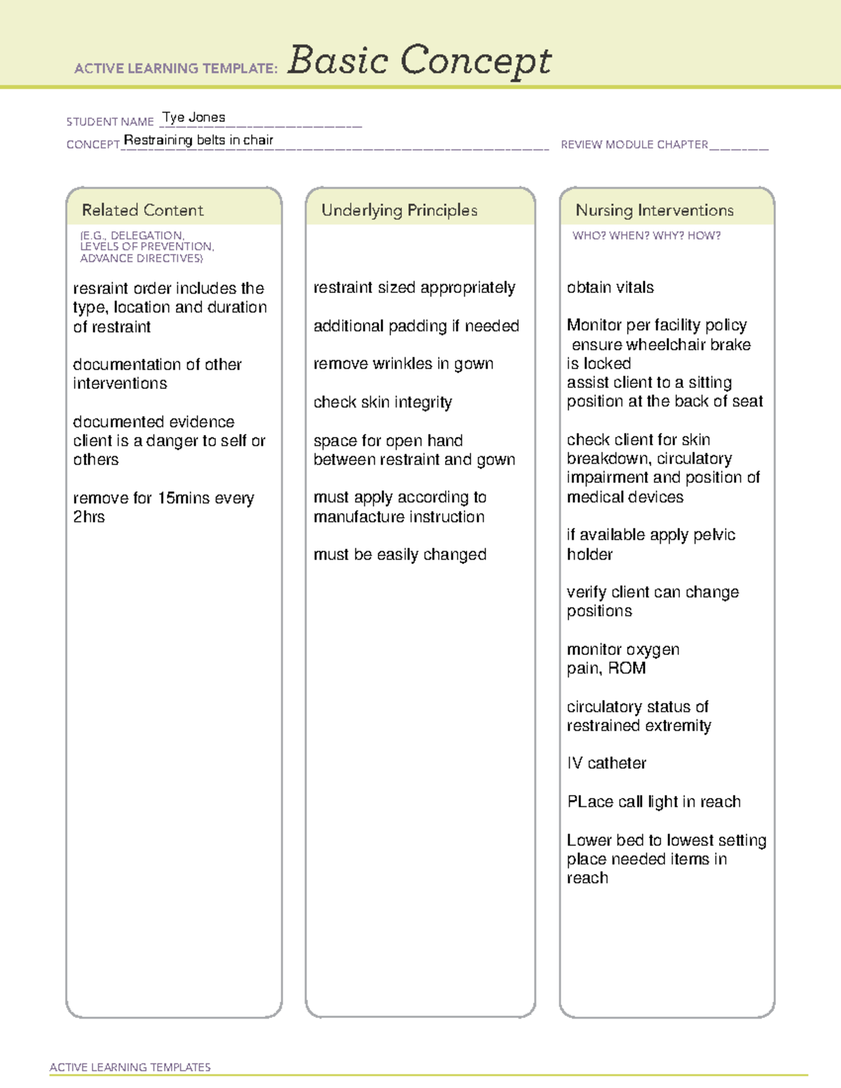 Belt Restraints chair - template - ACTIVE LEARNING TEMPLATES Basic ...