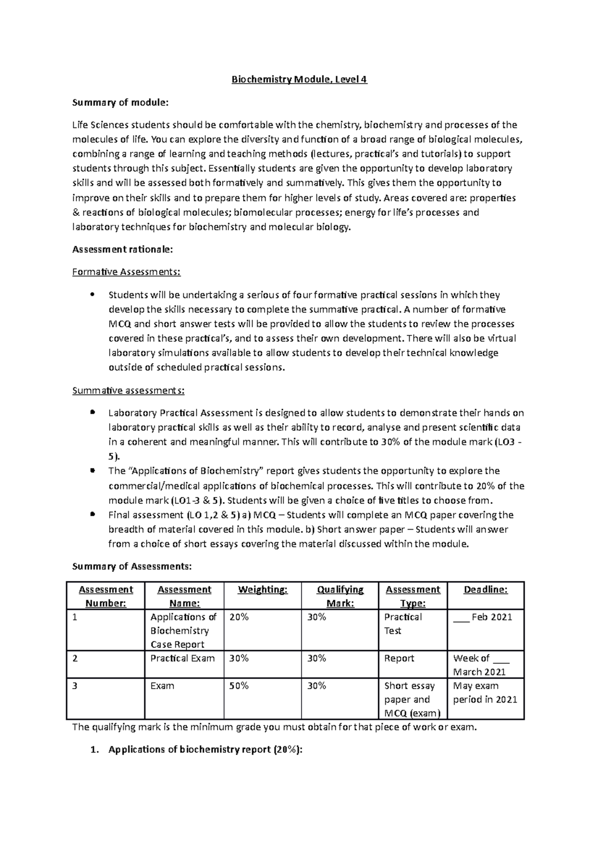 Biochemistry Module - You can explore the diversity and function of a ...