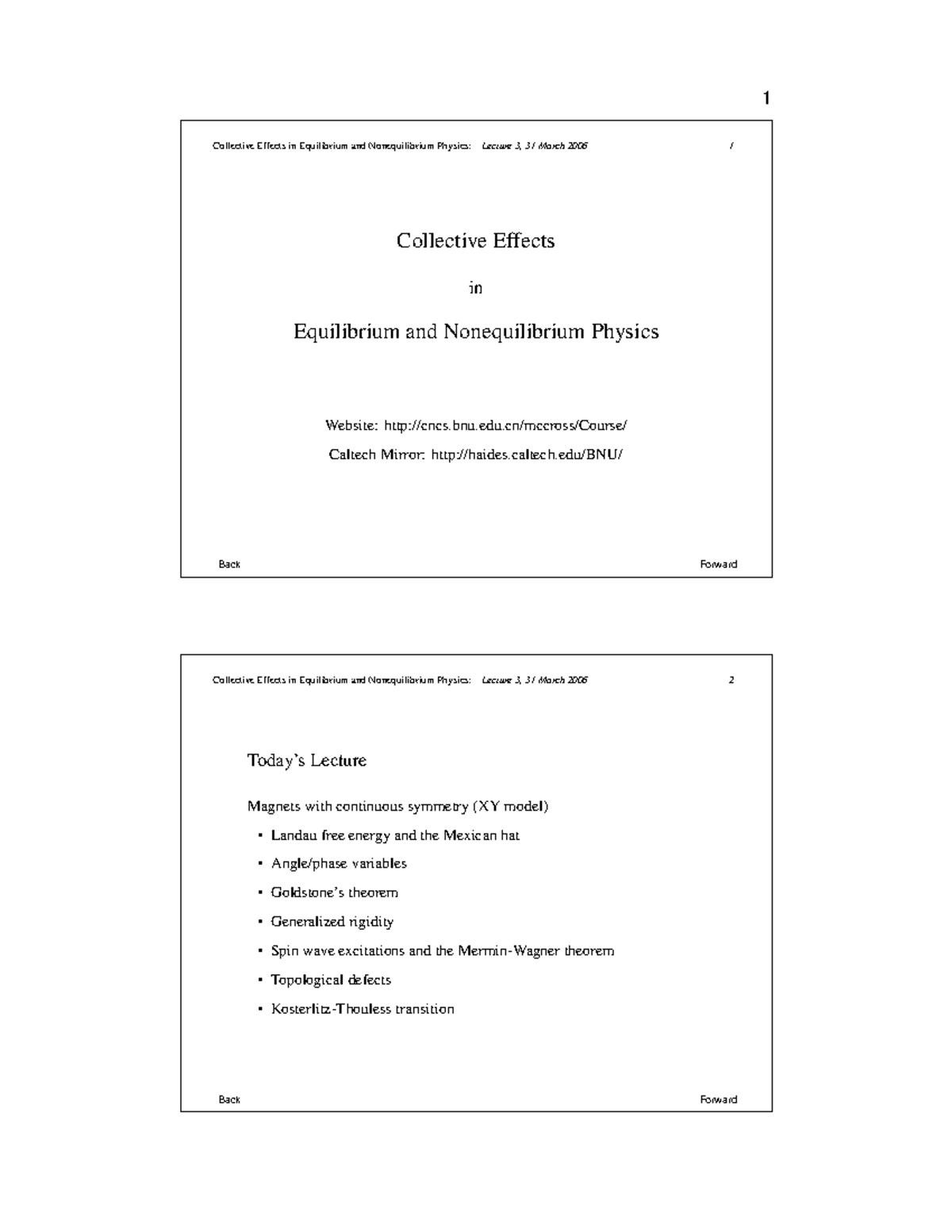 Handout 3 - Study notes for course - Back Forward Collective Effects in ...