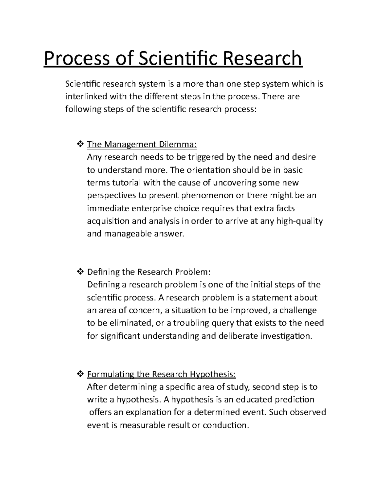 Process of Scientific Research - Process of Scientific Research ...