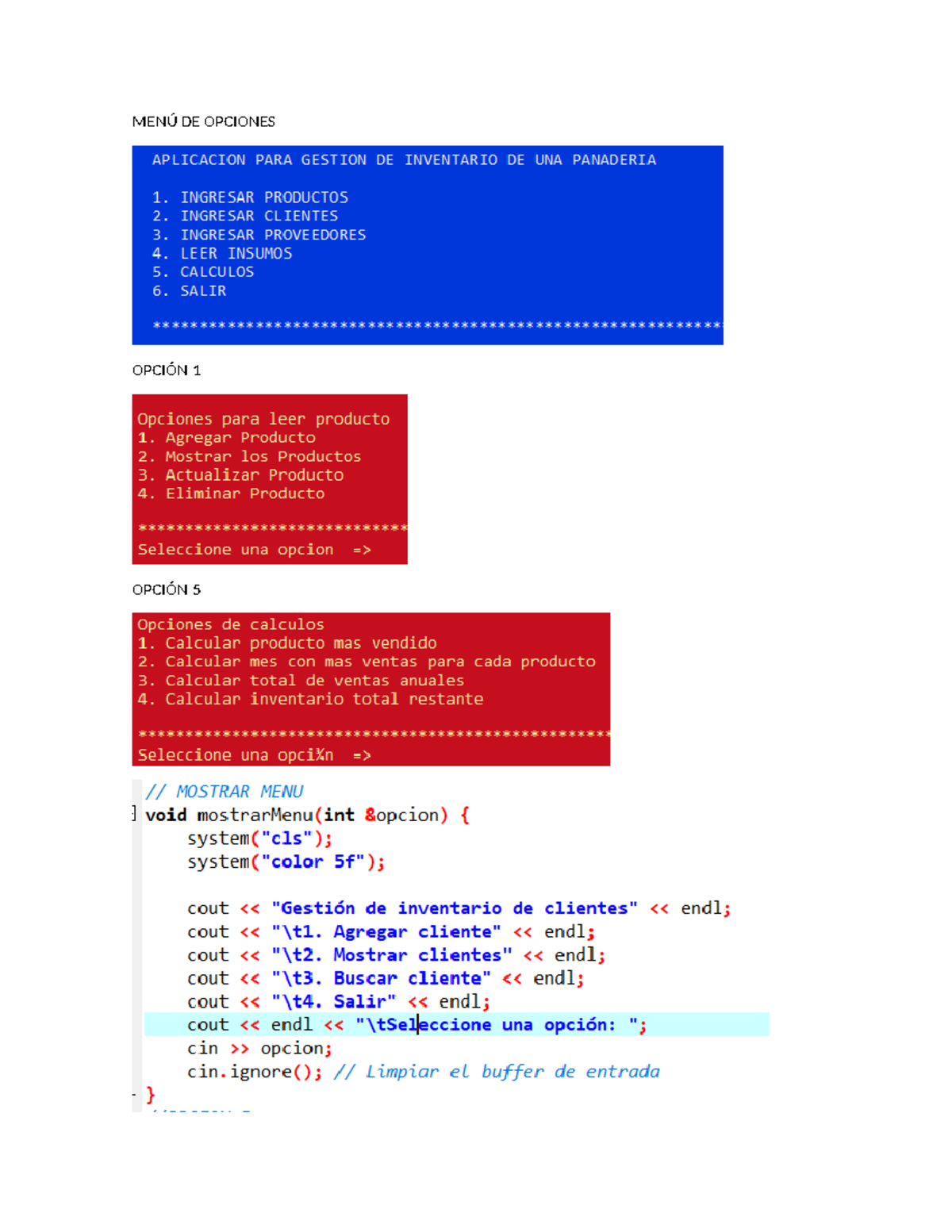 MENU DE Opciones - menu de opcione de gestion de inventtarios - MENÚ DE ...