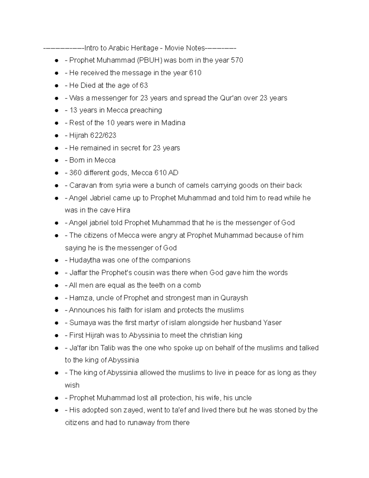 The Message Movie Notes -Intro to Arabic Heritage - Movie Notes ...