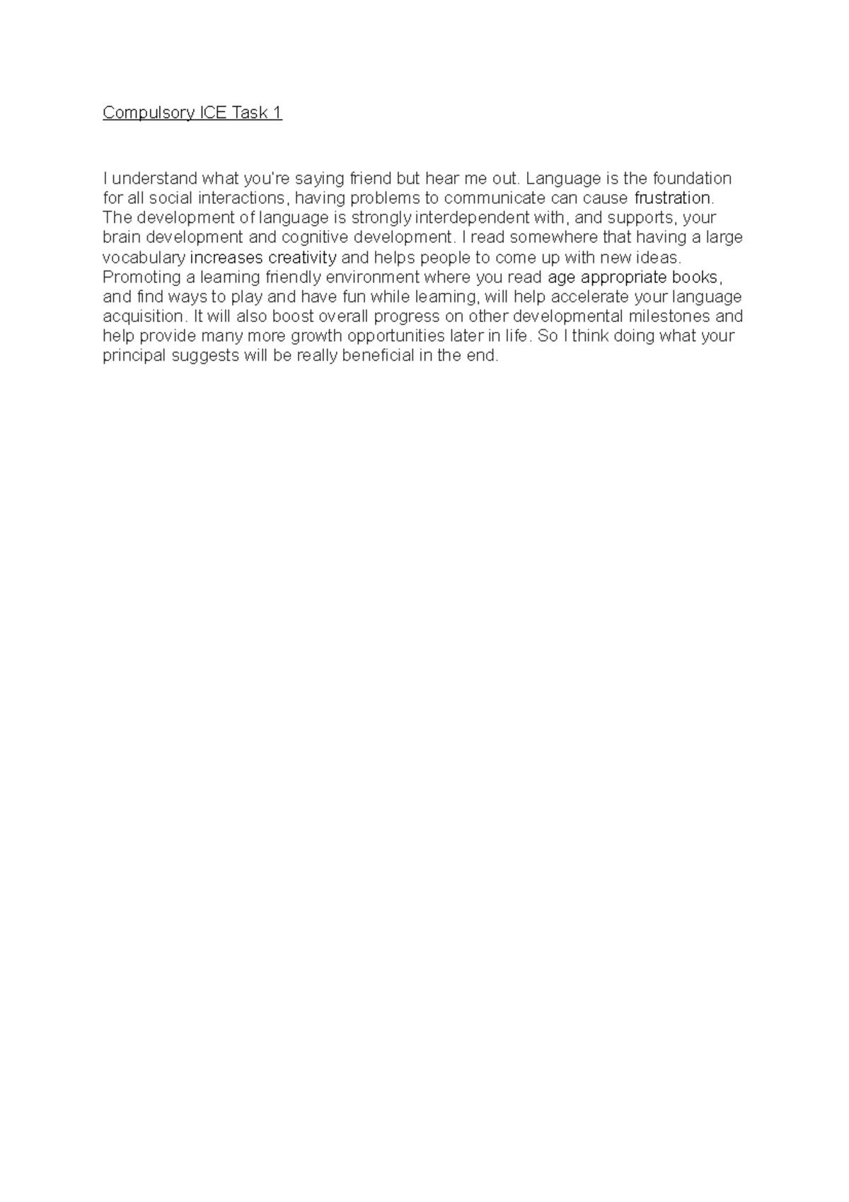 Afr Compulsory ICE Task 1 - Compulsory ICE Task 1 I understand what you ...