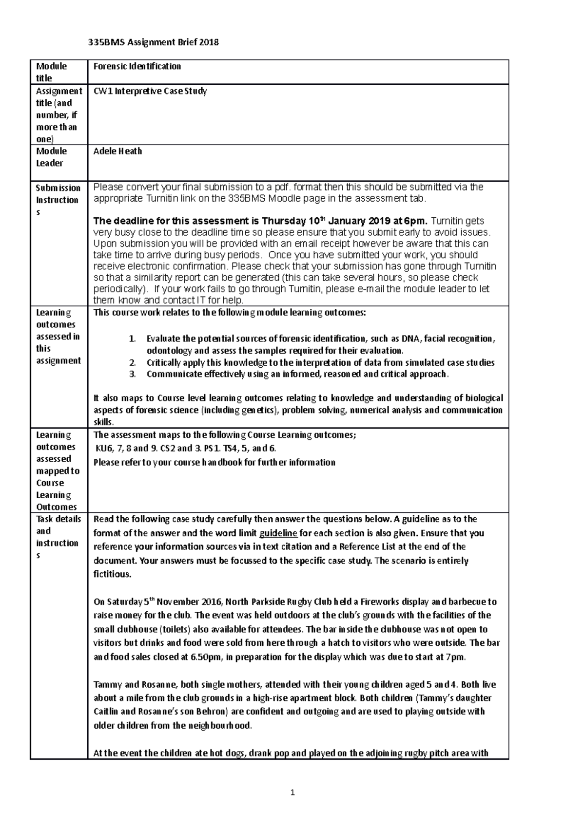 Assignment Brief 335BMS CW1 2018-19 - 335BMS Assignment Brief 2018 ...