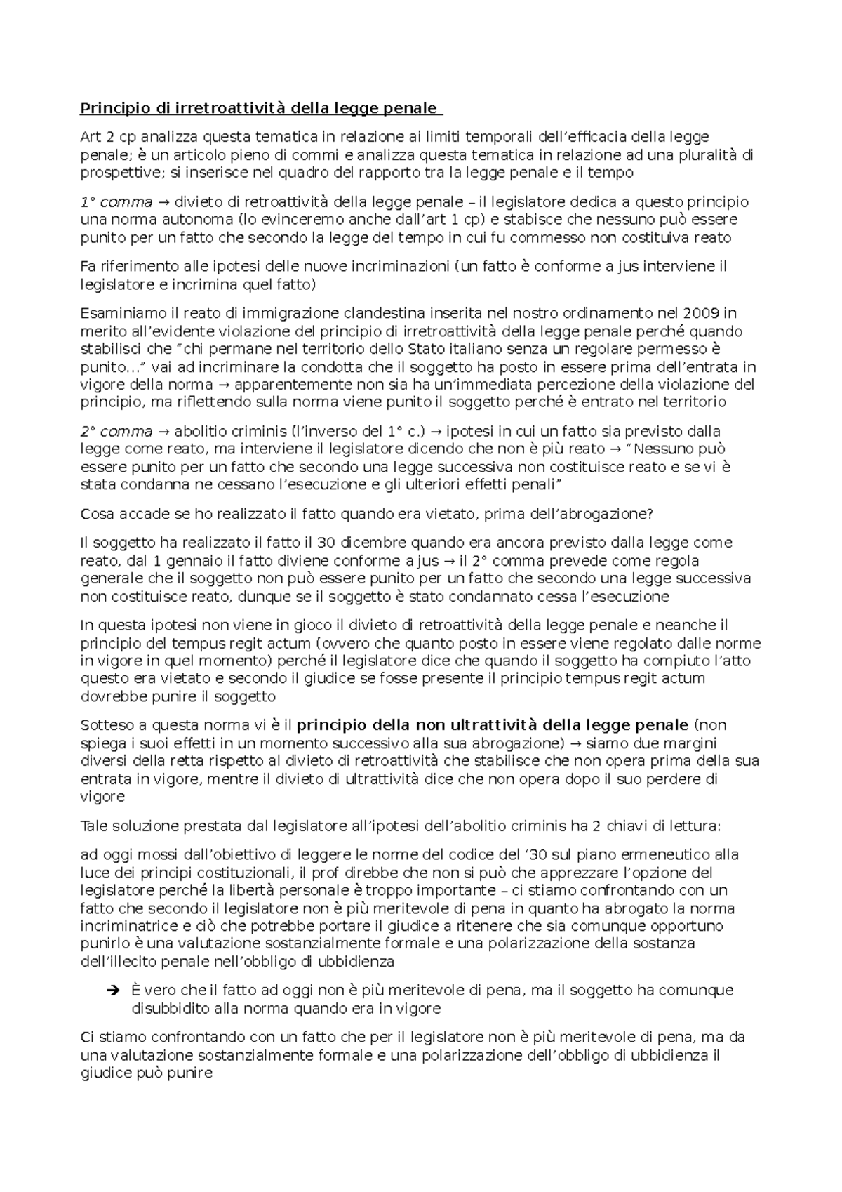 Principio di irretroattività della legge penale (4) ..” vai ad incriminare la condotta che il