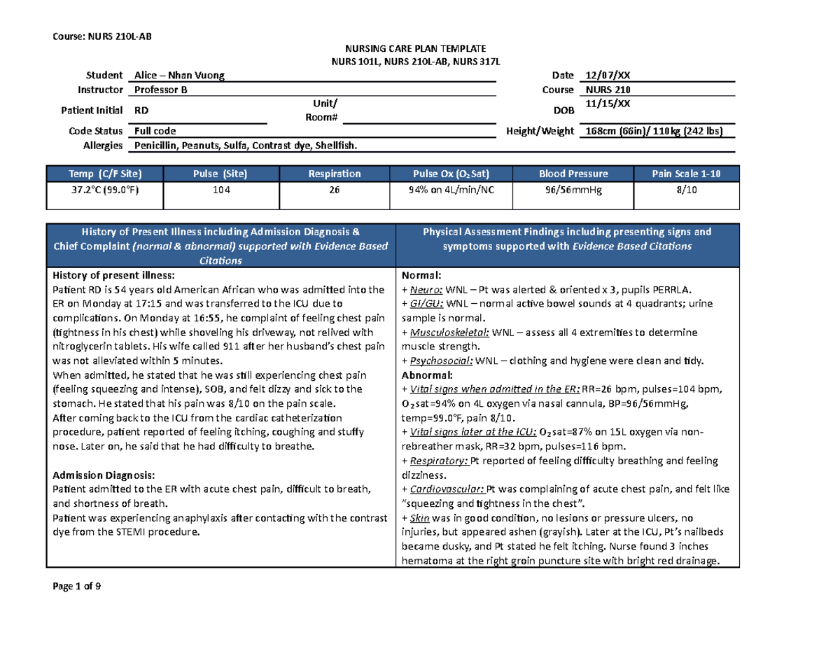 8 Myocardial Infarction (Heart Attack) Nursing Care Plans - Nurseslabs