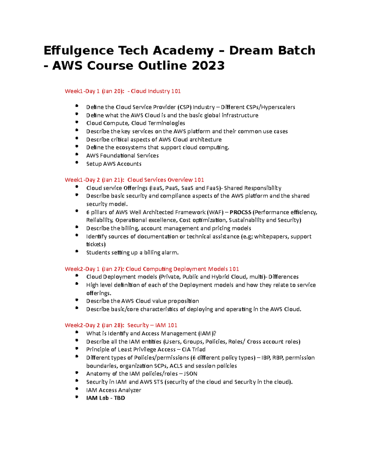 AWS Course Outline Resource Based Policies are PEARs (P= Principal, E