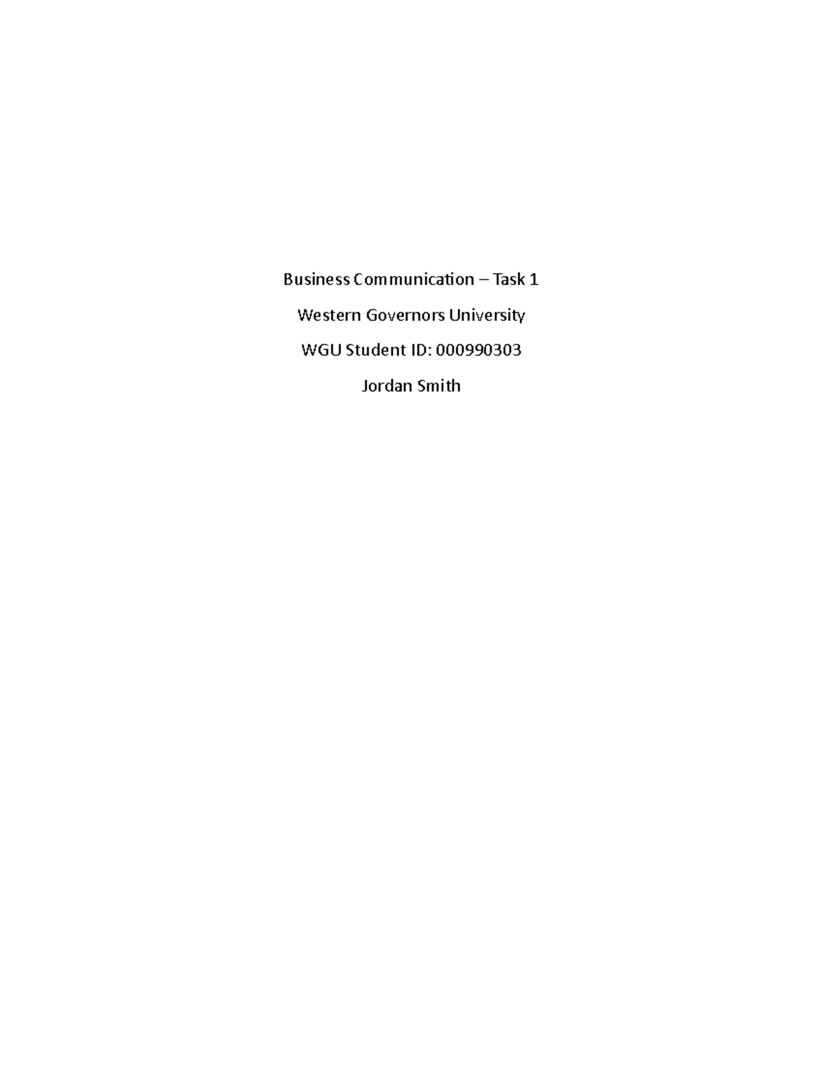 Business Communication- Task 1 - Business Communication – Task 1 ...