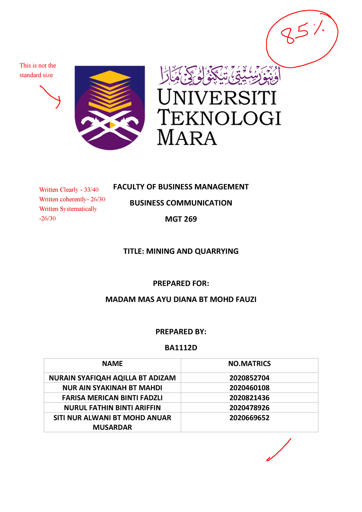 contoh assignment mgt269