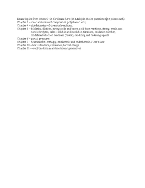 C106 PER3 Ex2 - post exam review - CHEM-C 106 Post-Exam Reflection ...