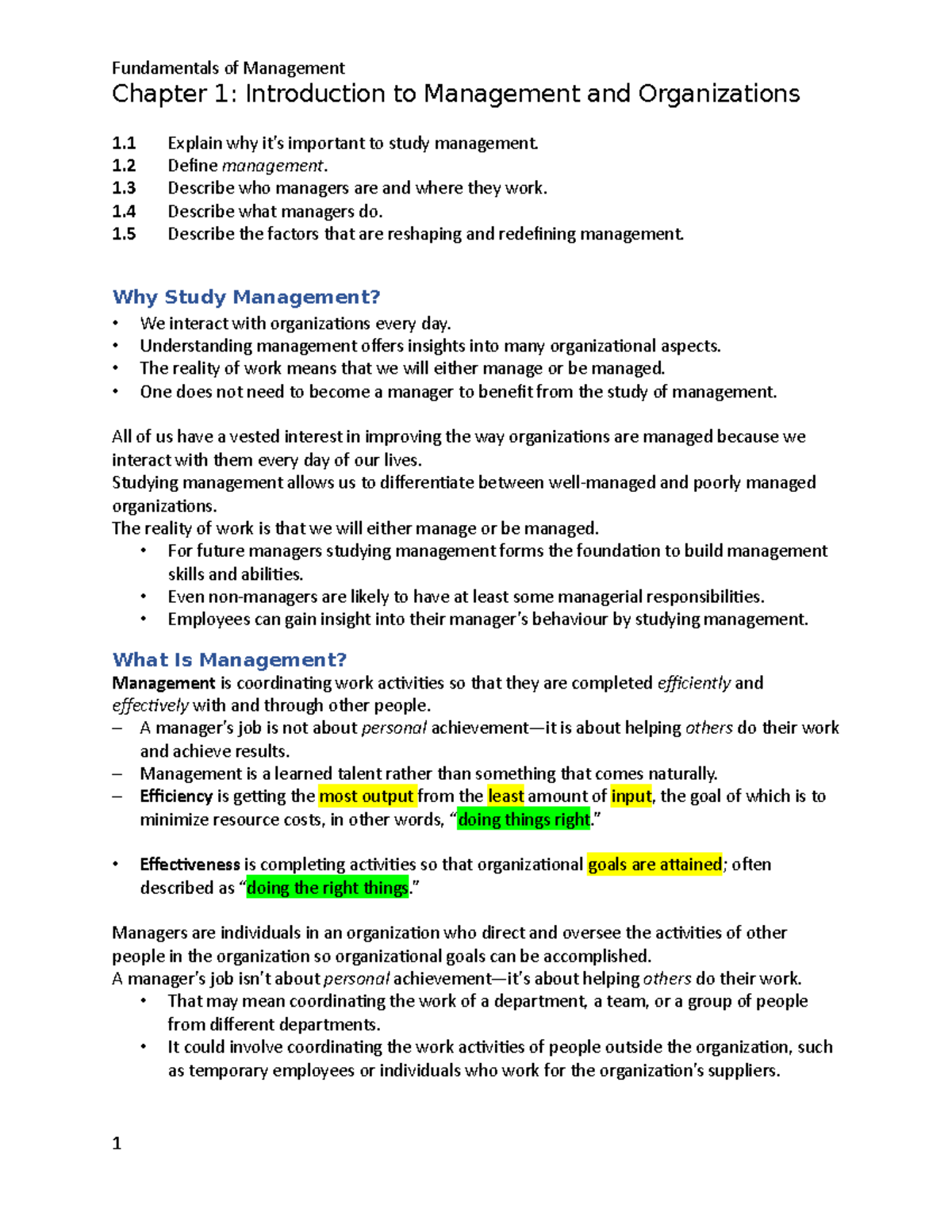 introduction to management assignment 1