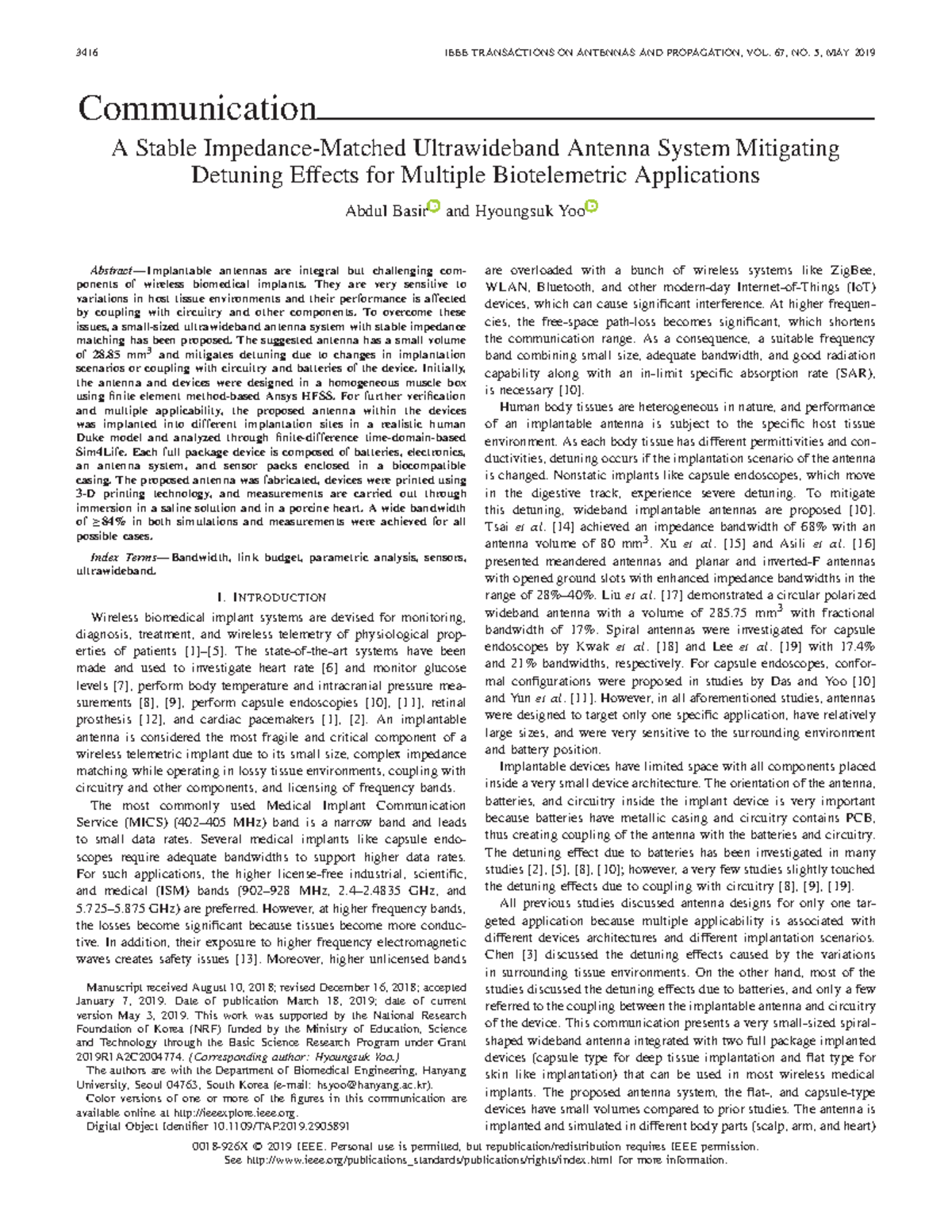 Basir tap Antenna design article 3416 IEEE TRANSACTIONS ON ANTENNAS