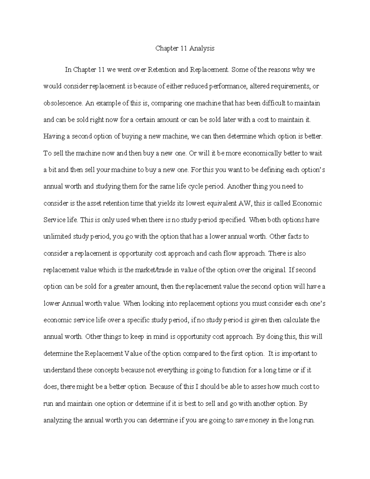 Chapter 11 Analysis - MSE 304 - Chapter 11 Analysis In Chapter 11 we ...