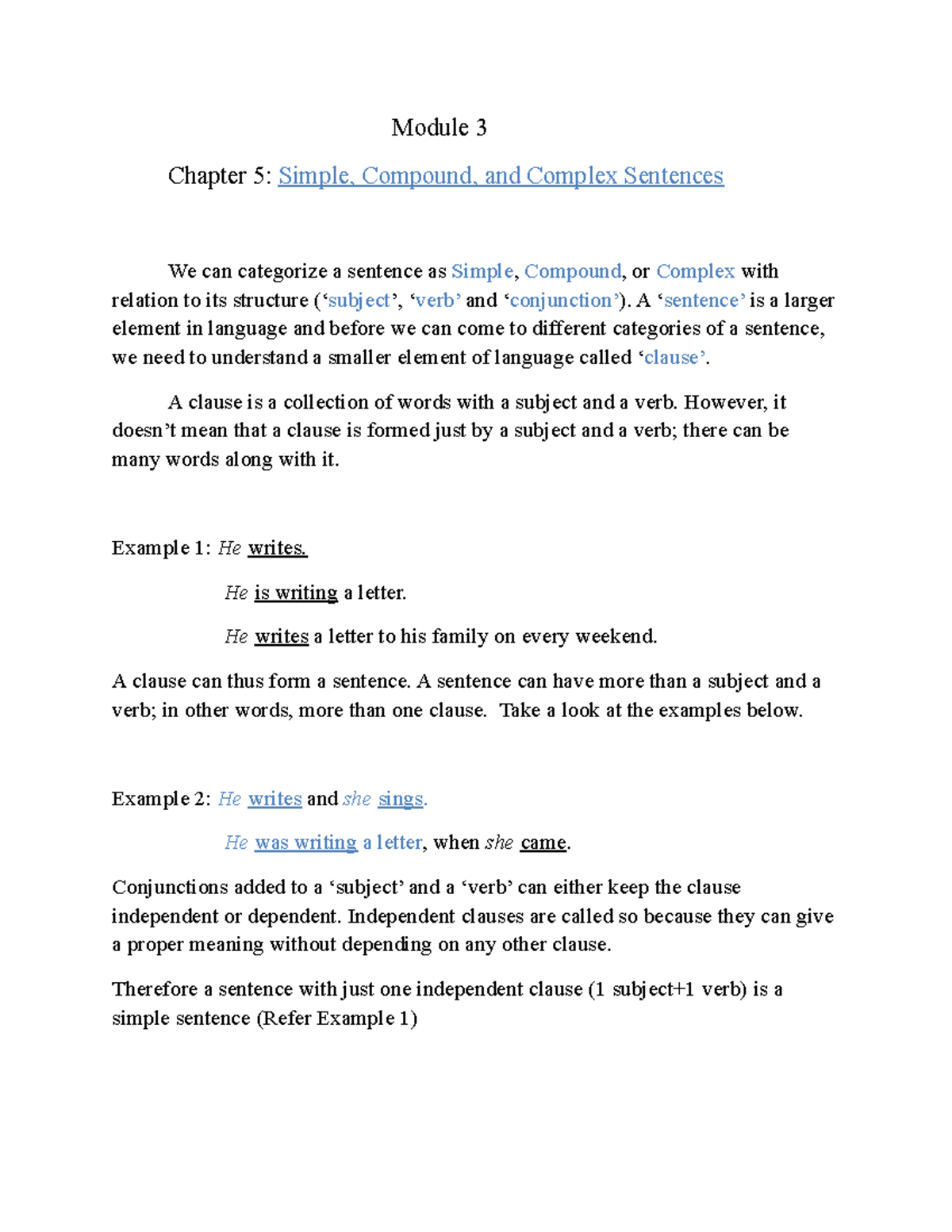 Simple Compound Complex - Module 3 Chapter 5: Simple, Compound, and ...