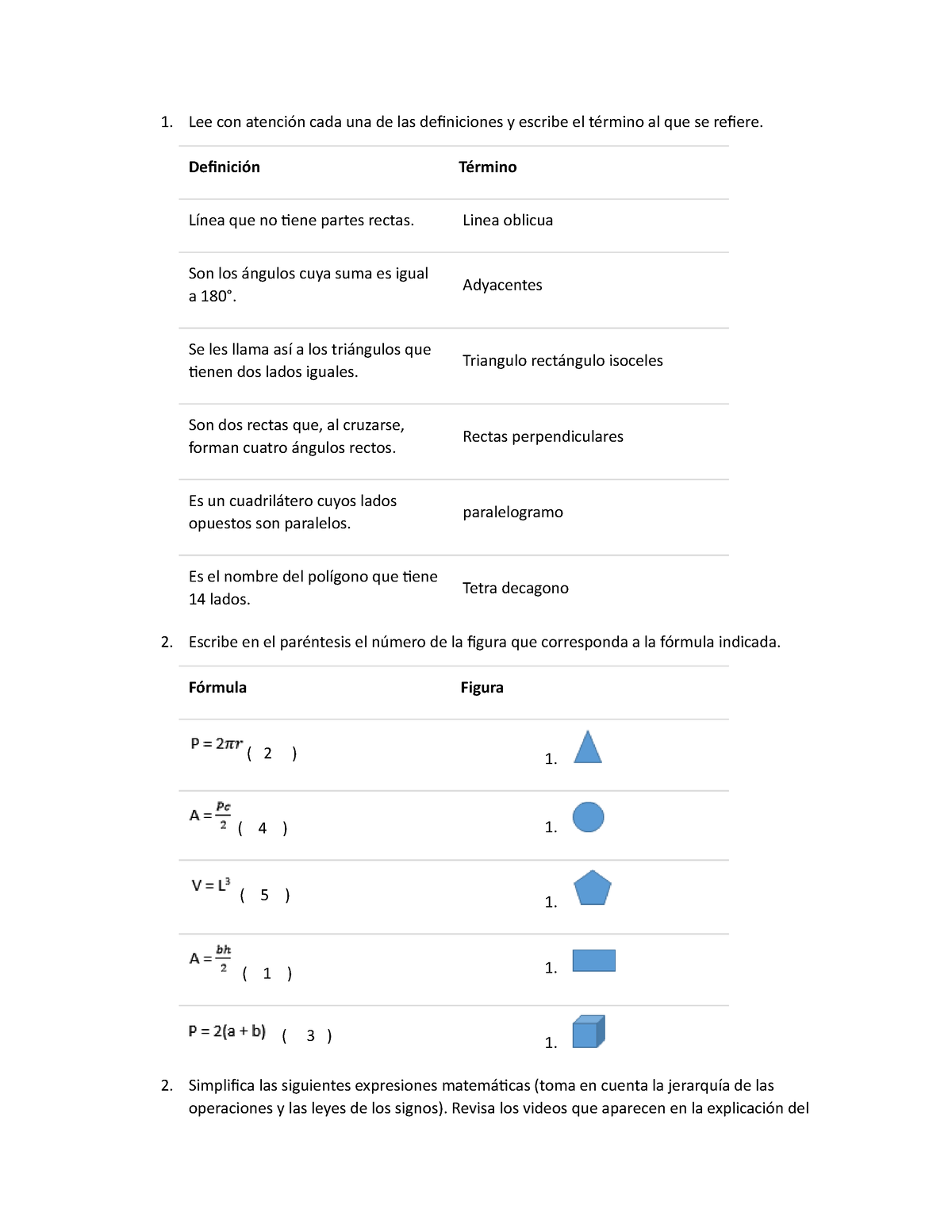 Act2 Logica Matematica Lee Con Atención Cada Una De Las Definiciones Y Escribe El Término Al 8773