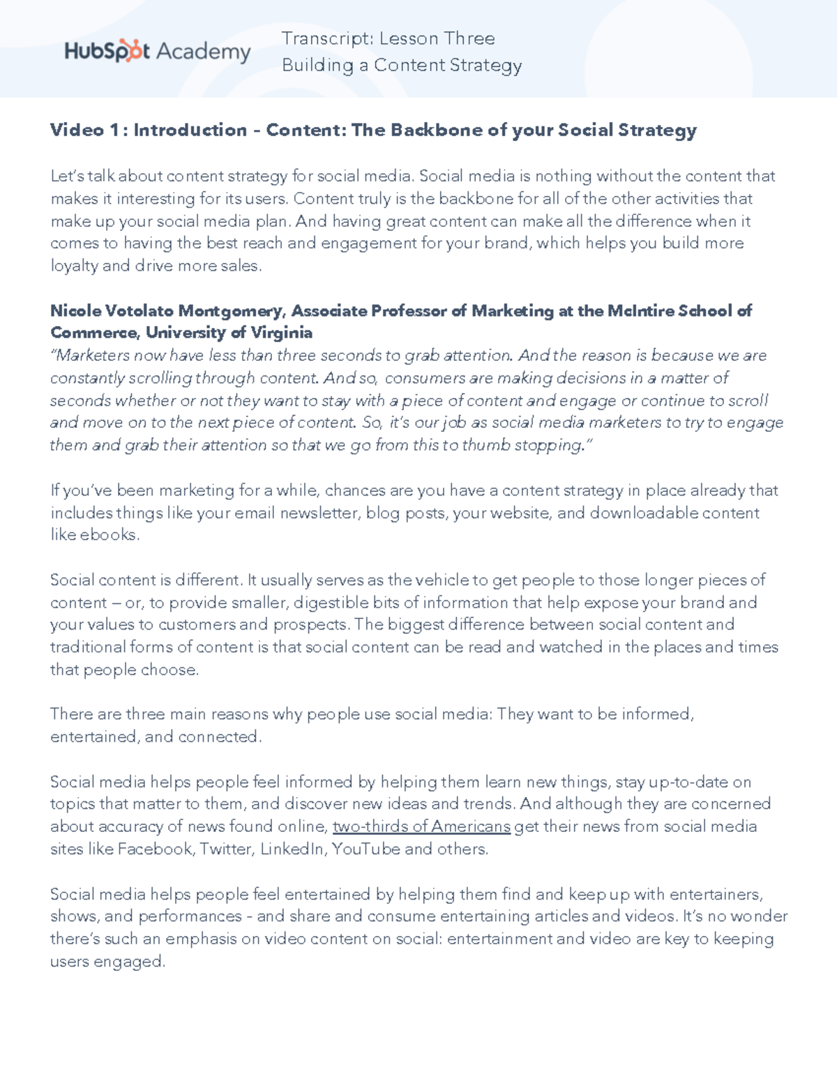 Lesson 3 Building A Content Strategy - Building a Content Strategy ...