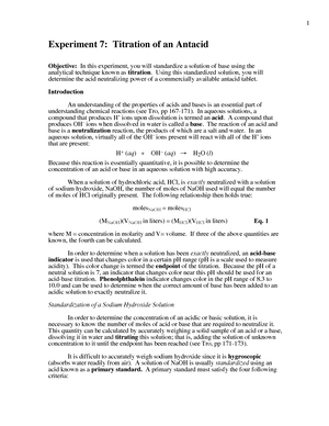 experiment #11 titration of a commercial antacid