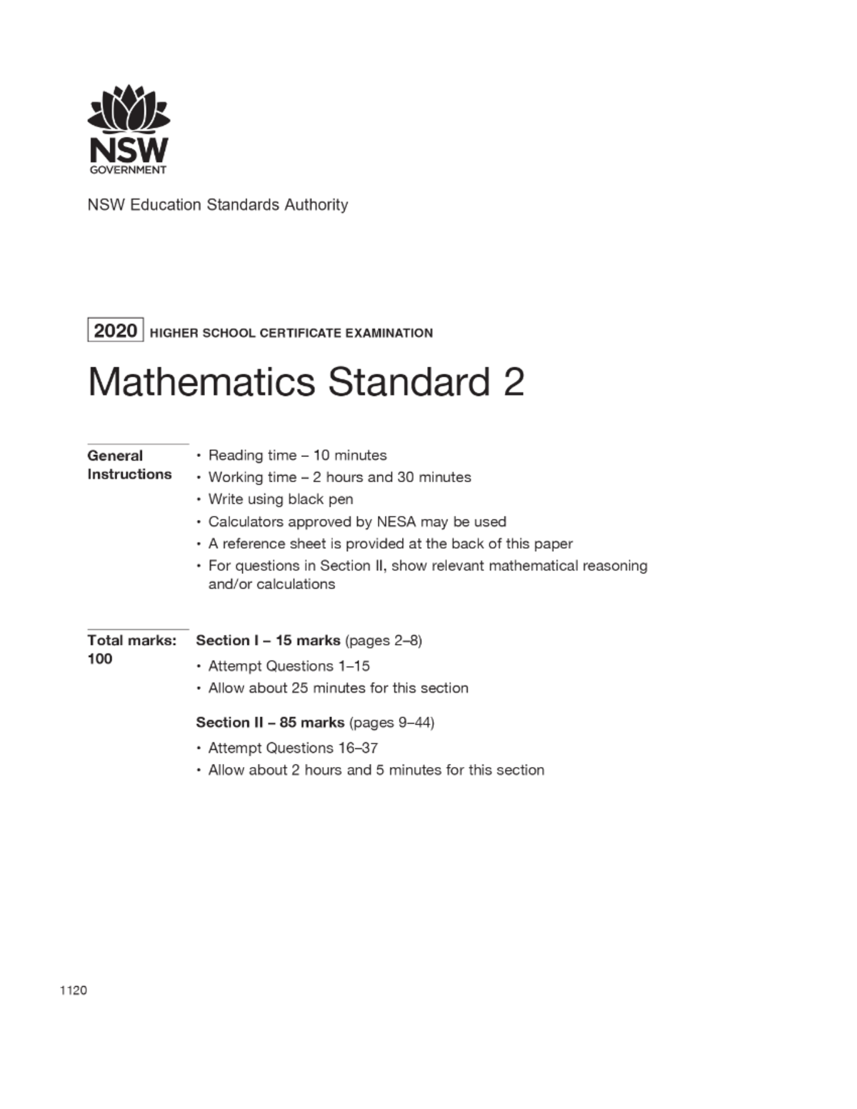 2020 Hsc Mathematics Standard 2 2020 Hsc Mathematics Standard 2 Studocu