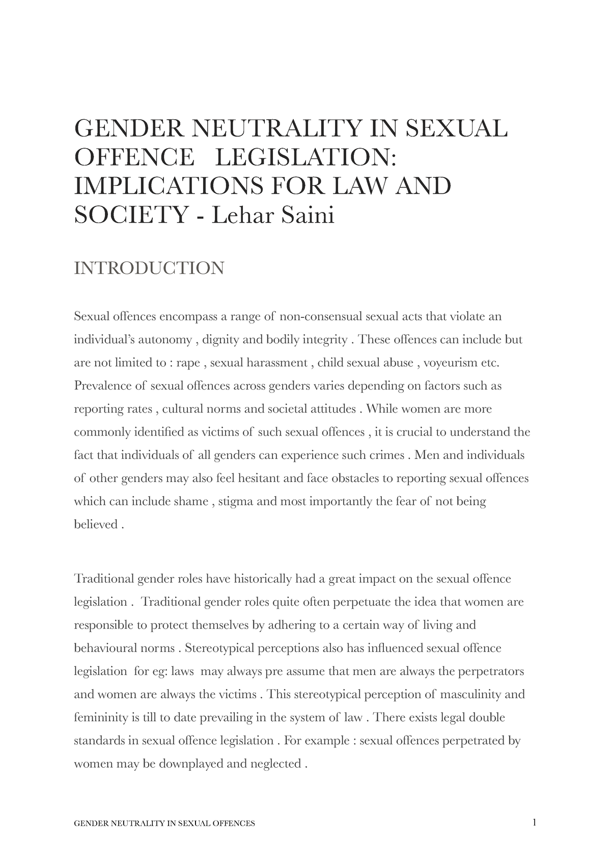 Gender Neutrality IN Sexual Offences - GENDER NEUTRALITY IN SEXUAL ...