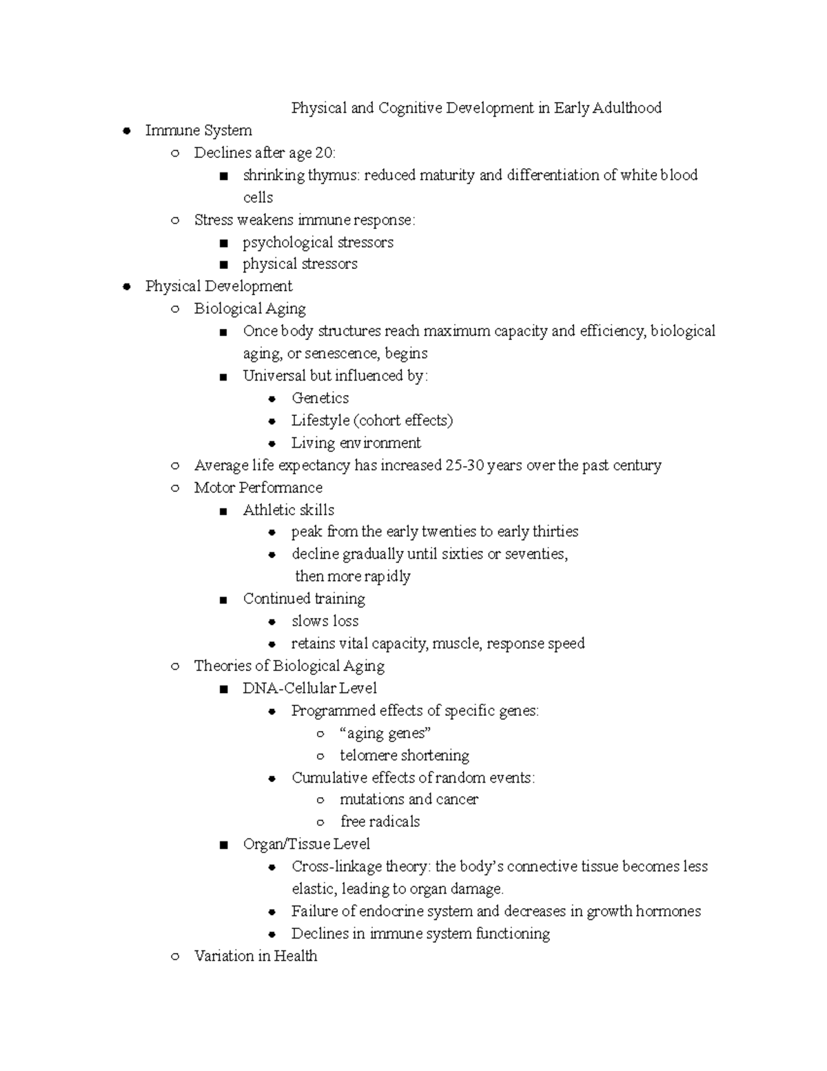 Physical and Cognitive Development in Early Adulthood - Failure of ...