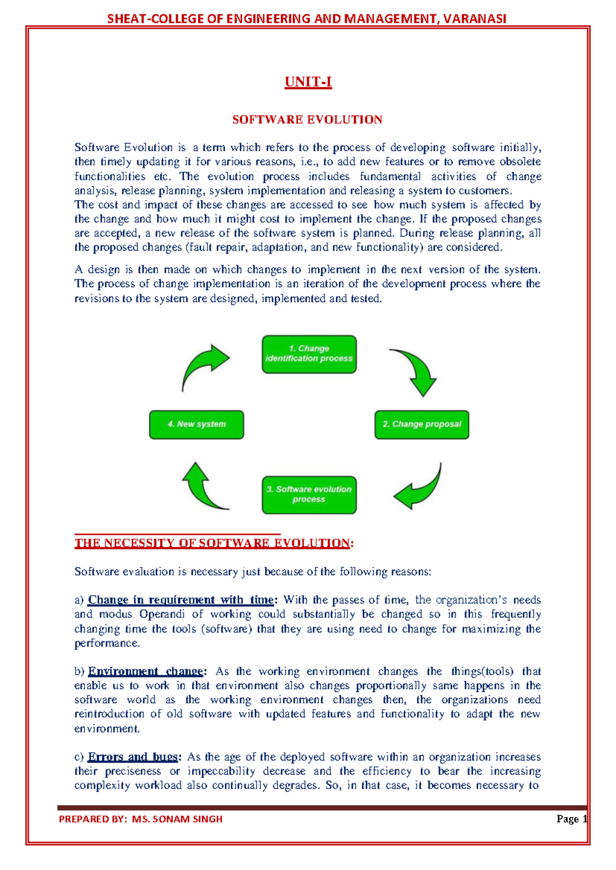 UNIT 1- Software Testing - UNIT-I SOFTWARE EVOLUTION Software Evolution ...