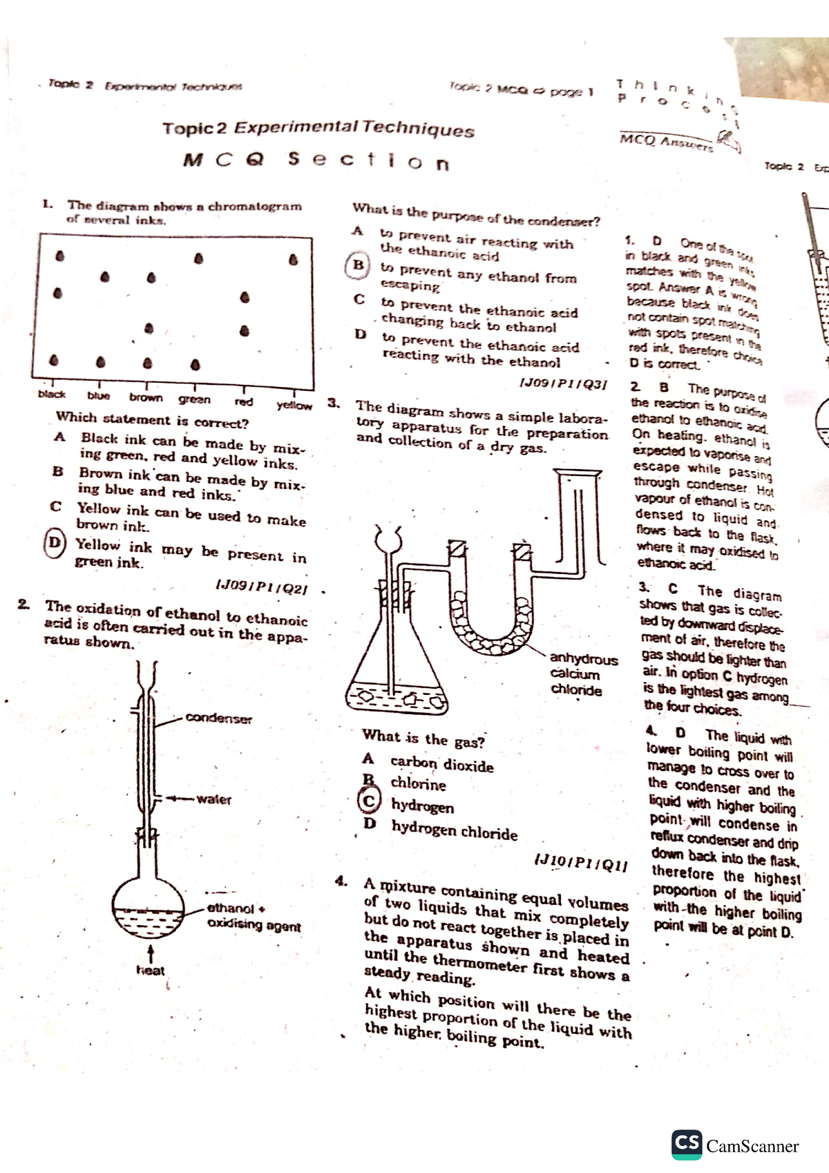 Cambridge- Chemistry- Experimental Technique Solved MCQs And Question ...