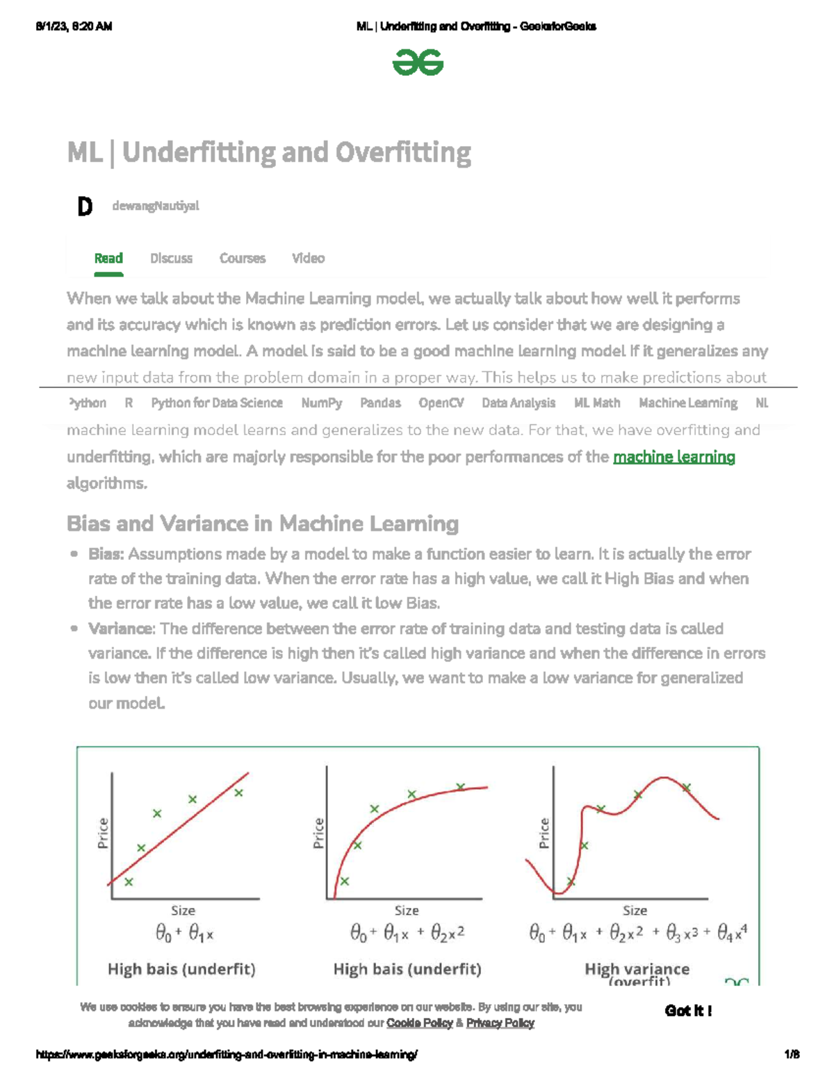 6.1 overfitting and underfitting - 8:20 AM ML I Underfitting and ...