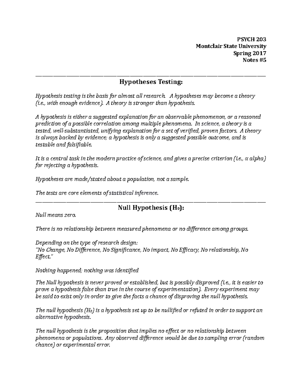 Psych hypothesis testing errors psych 203 montclair state