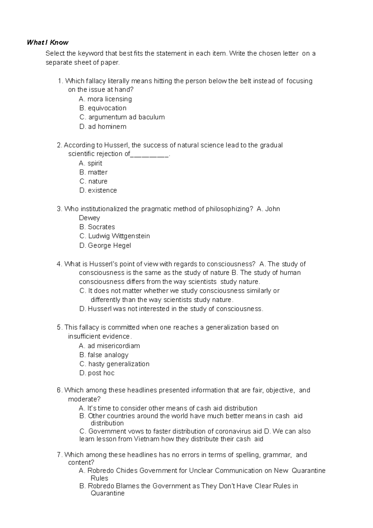 Philo Q1 Mod2.2 Methods-of-Philosphizing - SENIOR HIGH SCHOOL What I ...