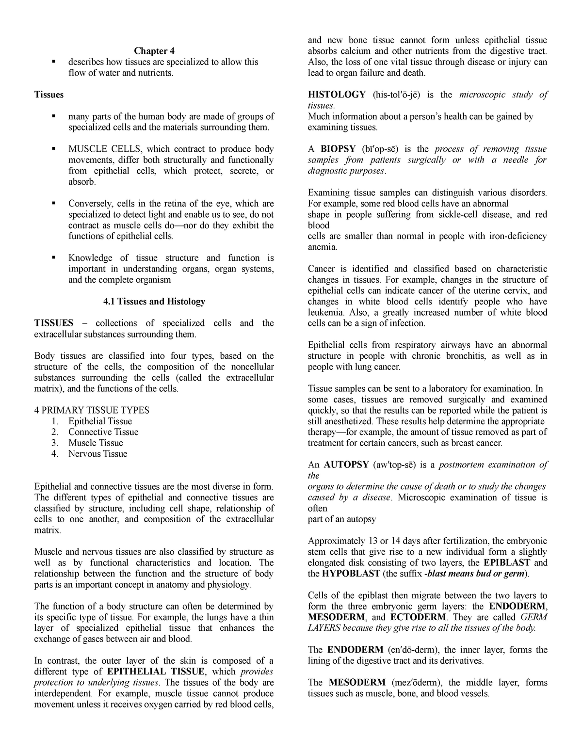 Chapter 4 - Anatomy And Physiology - BSMLS - Studocu