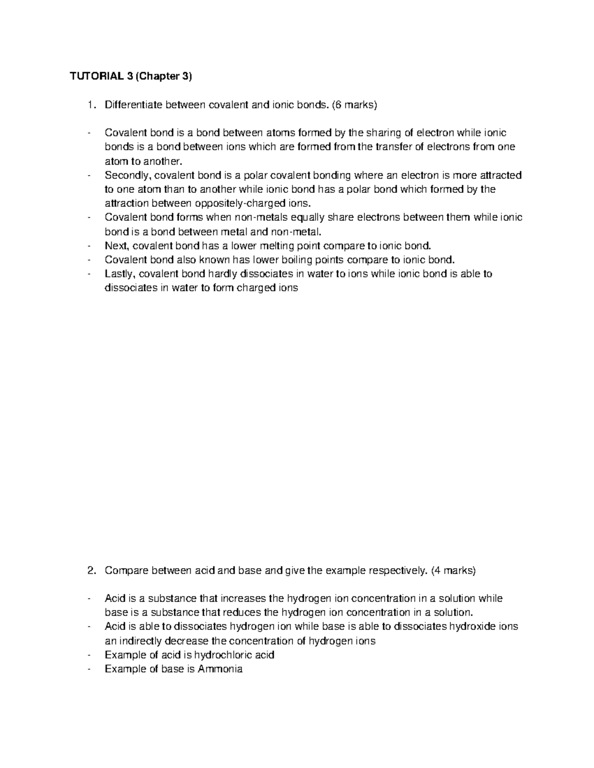 Tutorial 3 BIO122 - TUTORIAL 3 (Chapter 3) Differentiate Between ...