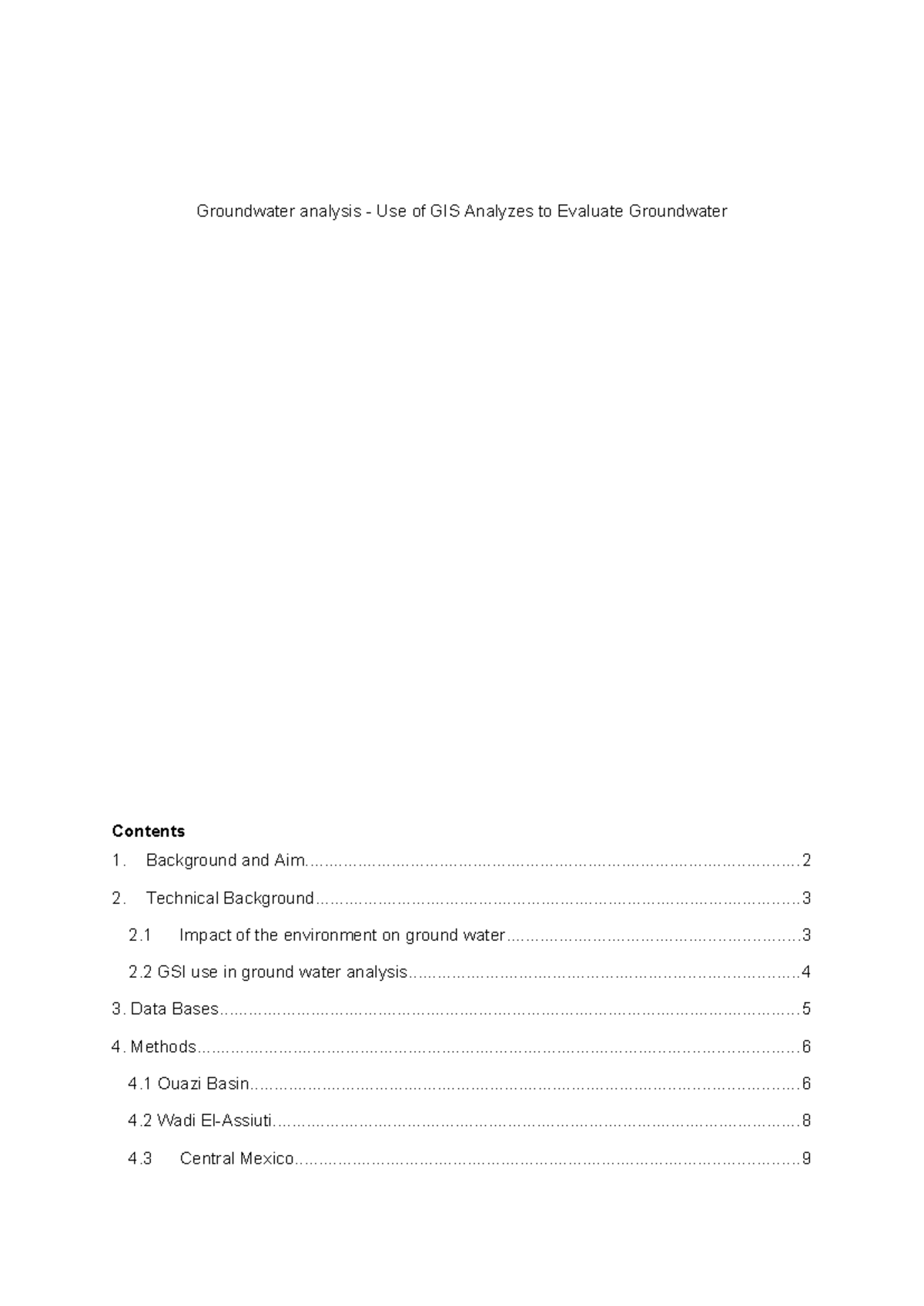 Groundwater Analysis Studocu