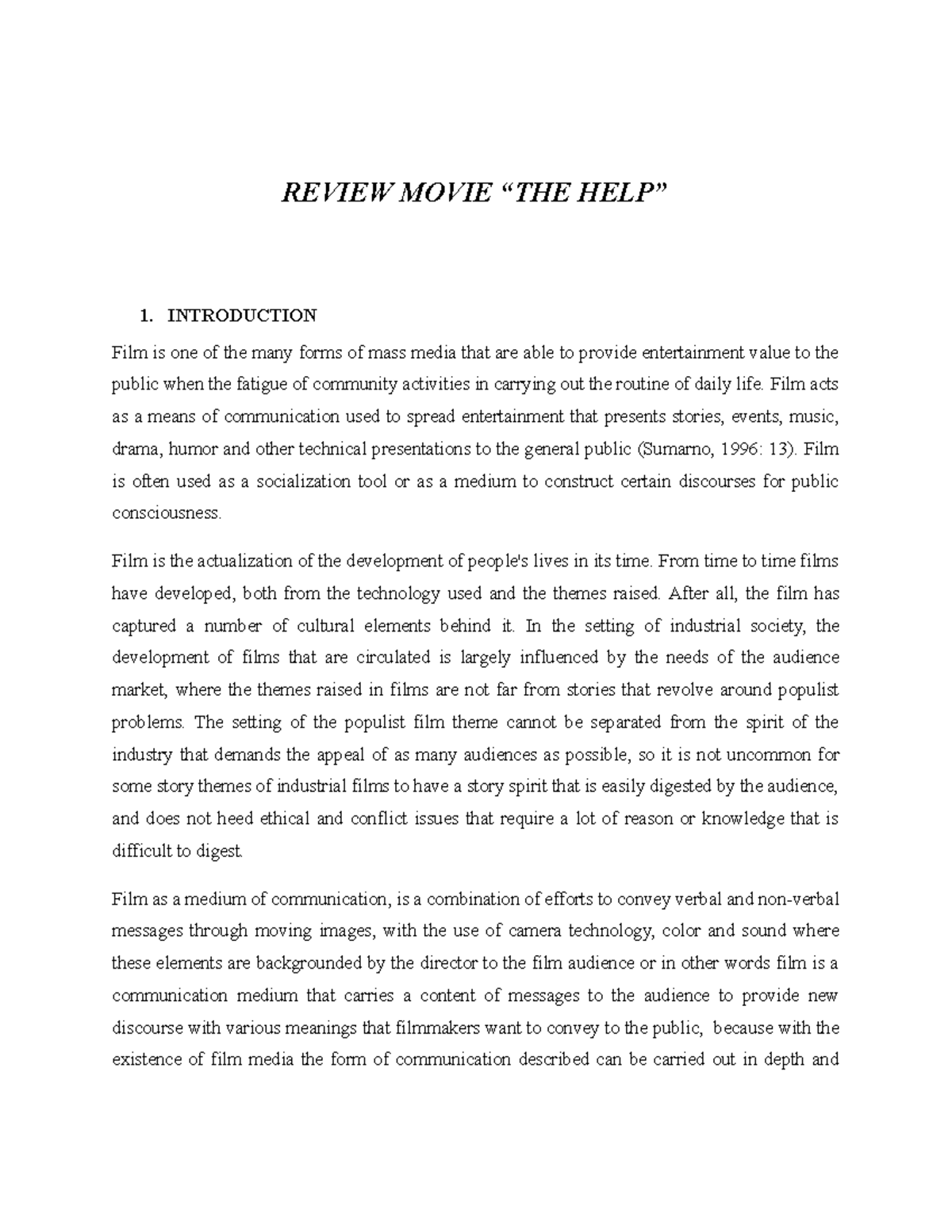 the help movie essay