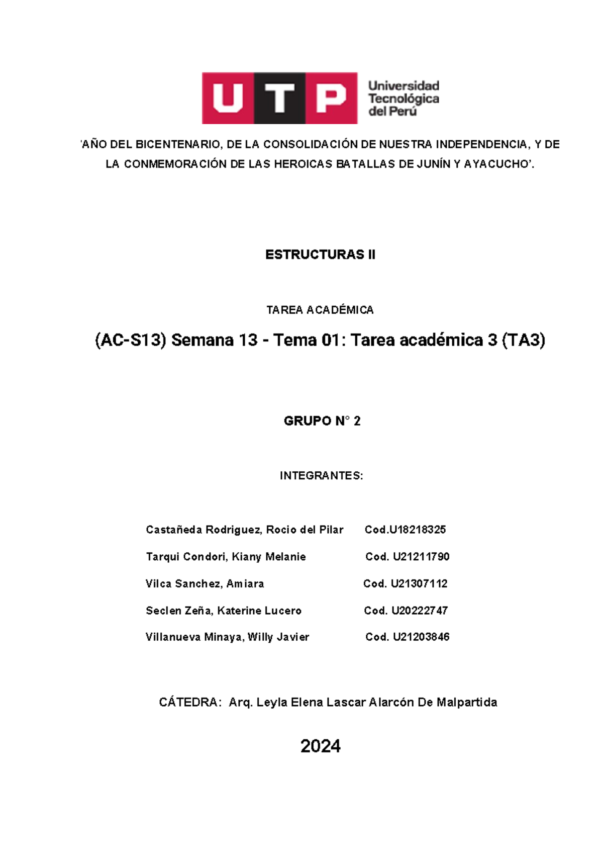 (AC-S13) Semana 13 - Tema 01 Tarea Académica 3 (TA3) - ‘AÑO DEL ...