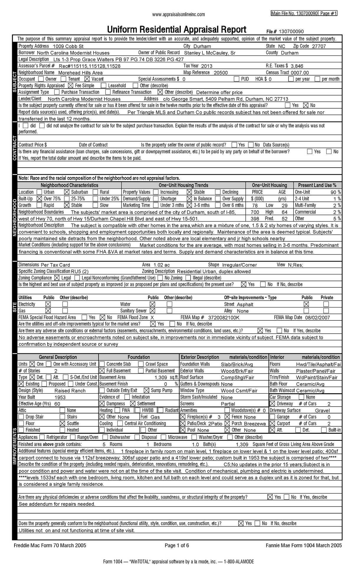 3 - 123213 - Uniform Residential Appraisal Report File SUBJECT CONTRACT ...