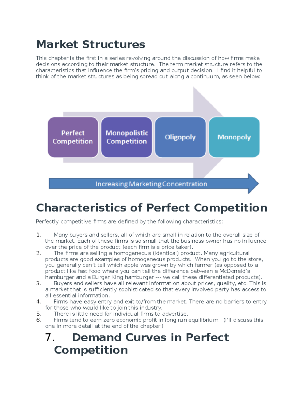 Chapter 9 - Market Structures This chapter is the first in a series ...
