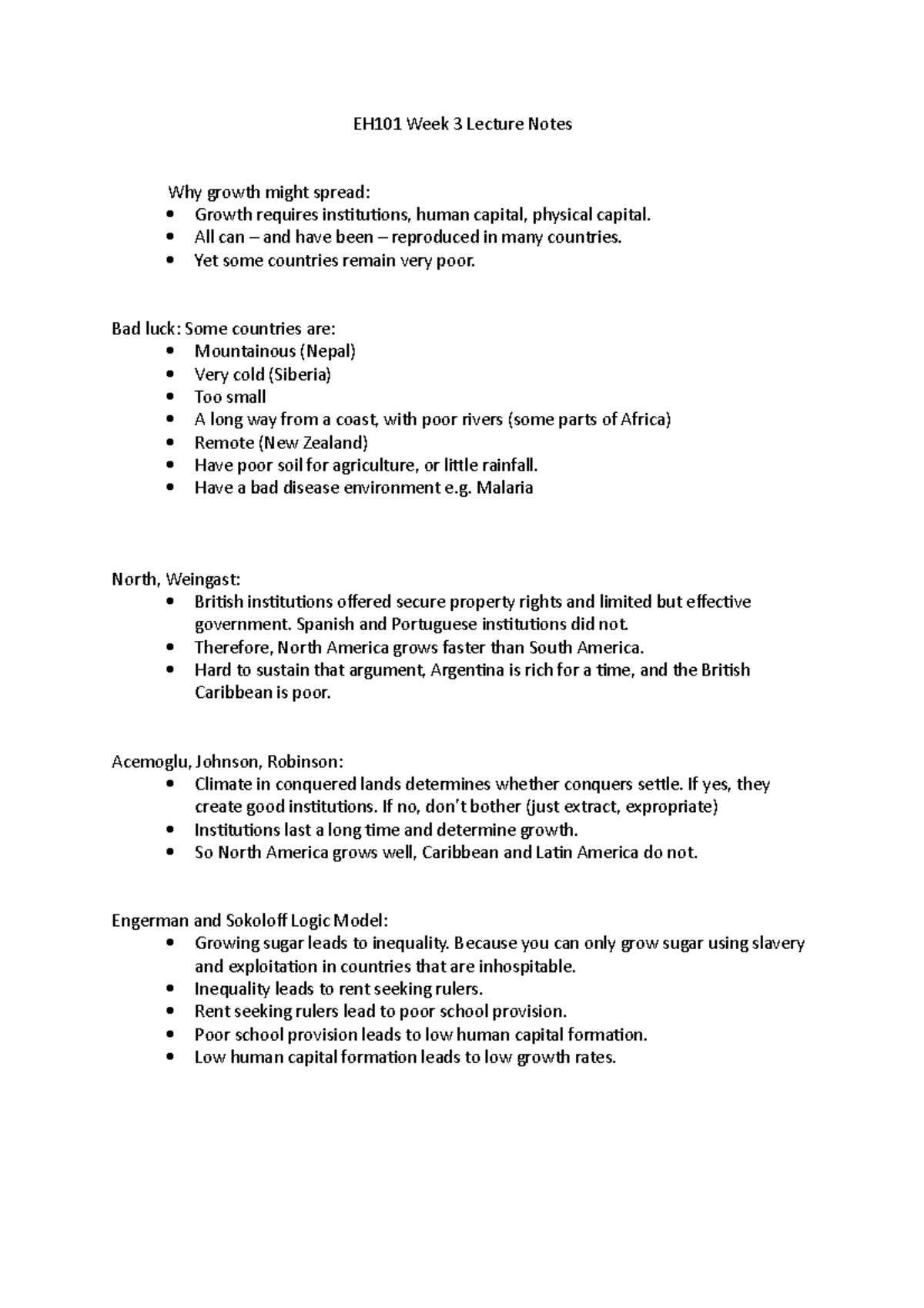 EH101 Week 3 Lecture Notes - EH101 Week 3 Lecture Notes Why growth ...