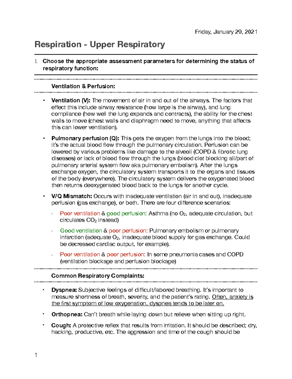 Upper Respiratory Function, Illness, and Care - Respiration - Upper ...