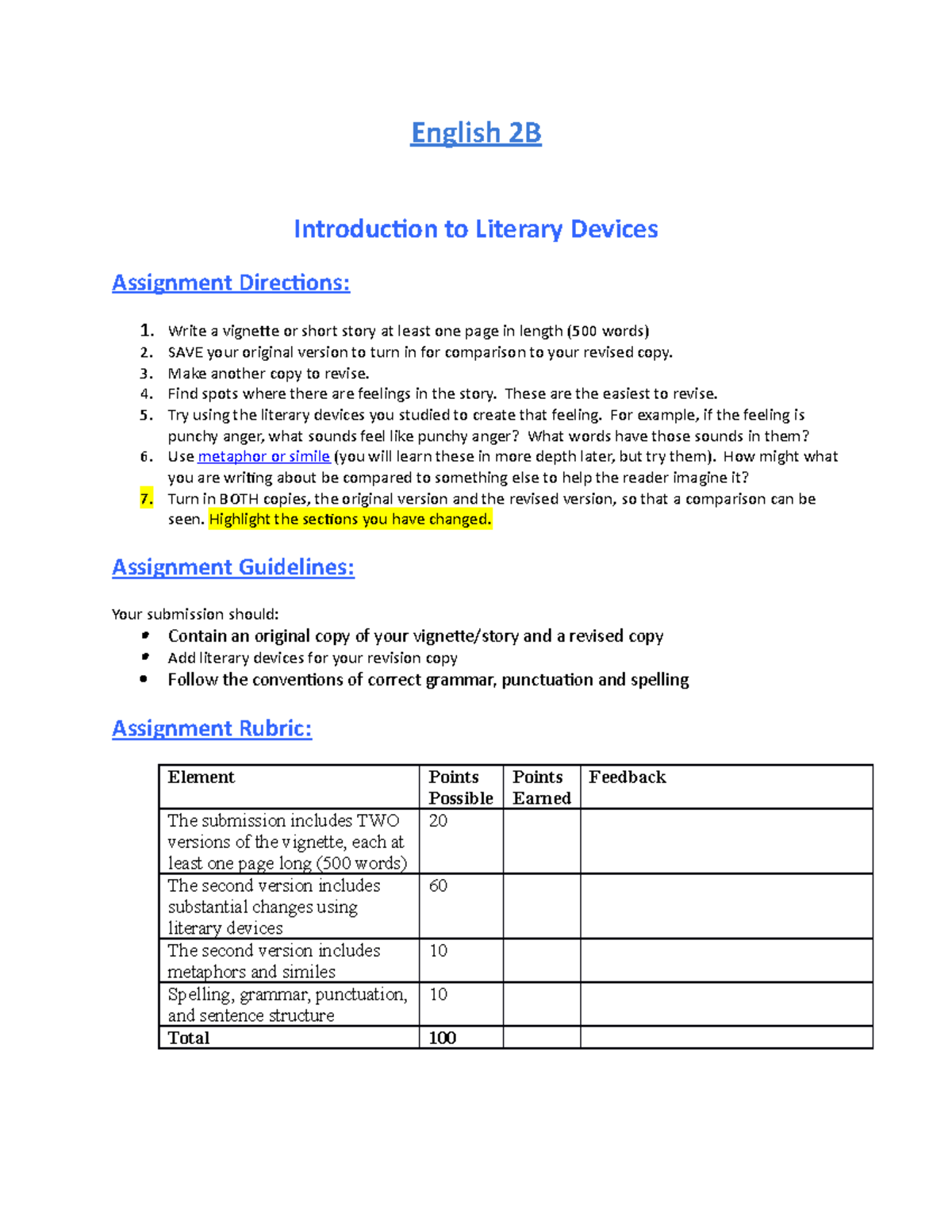 English 2B Intro to Literary Devices - English 2B Introduction to ...