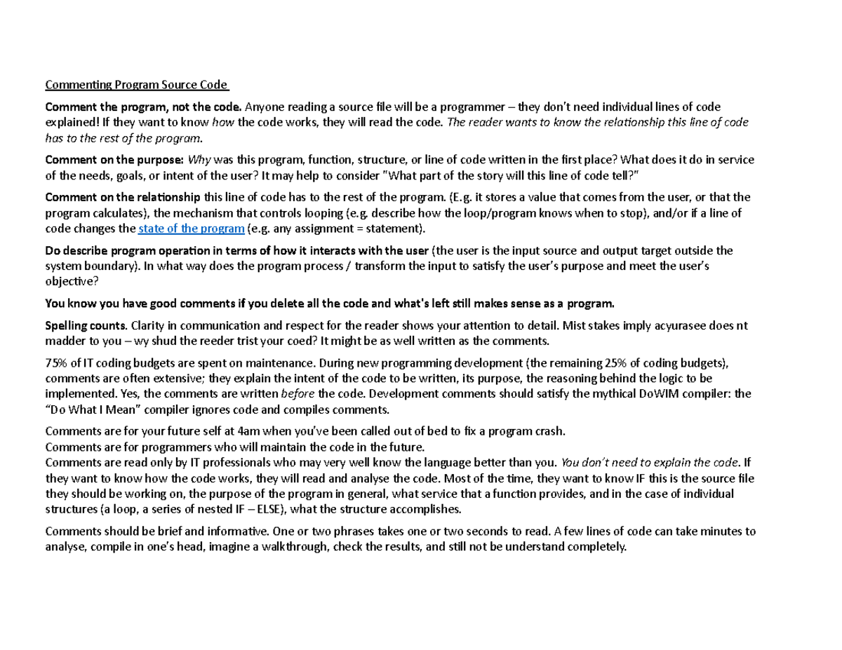Programming Comments for CPR 101 final project - Commenting Program ...