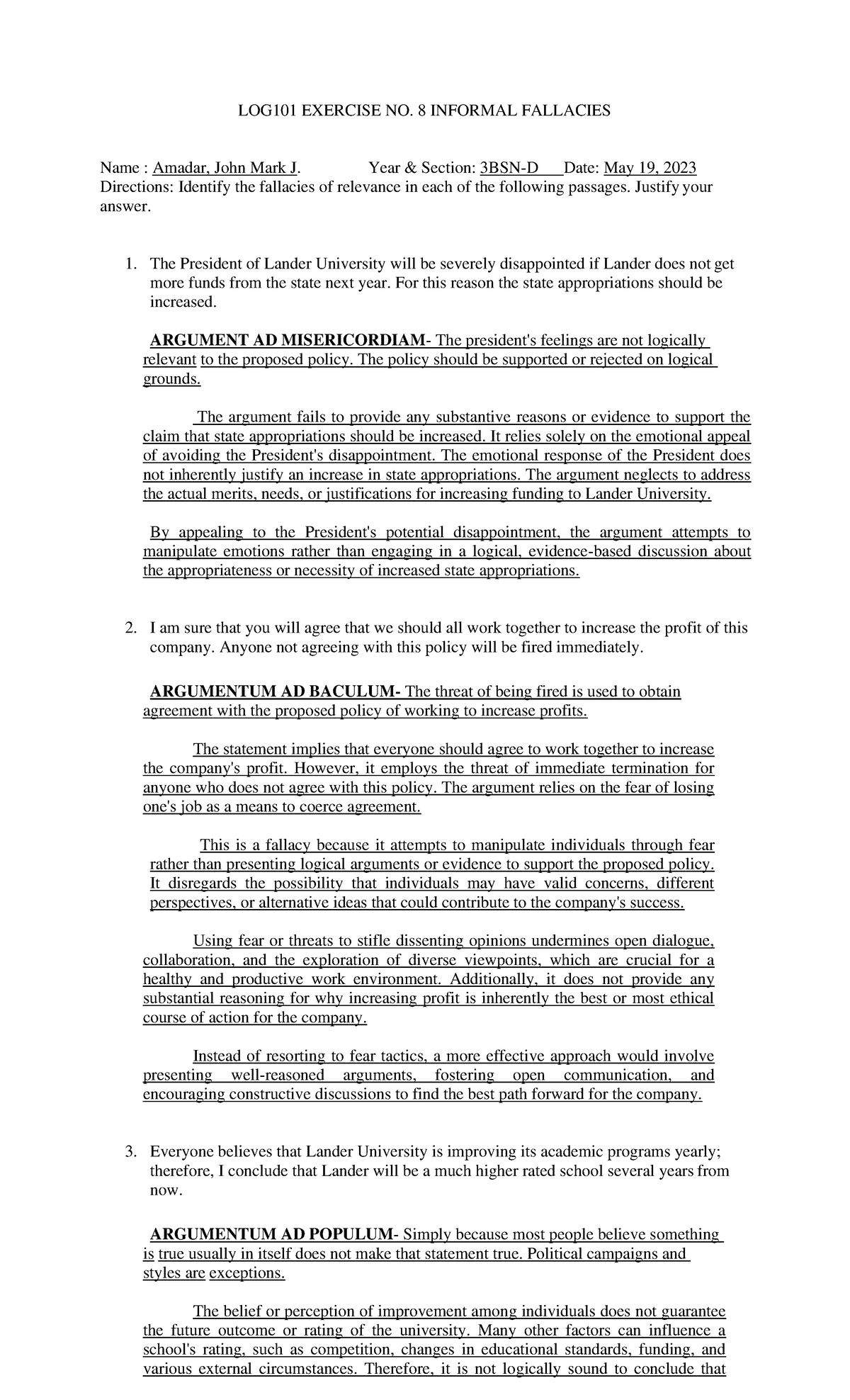 LOG101-Exercise-No - logic for students - LOG101 EXERCISE NO. 8 ...