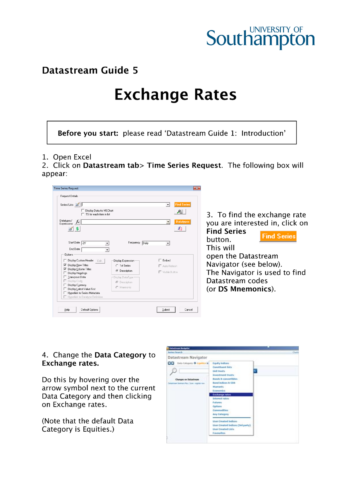 Datastream 5 Exchange Rates Econ1142 Quantitative Methods And - 