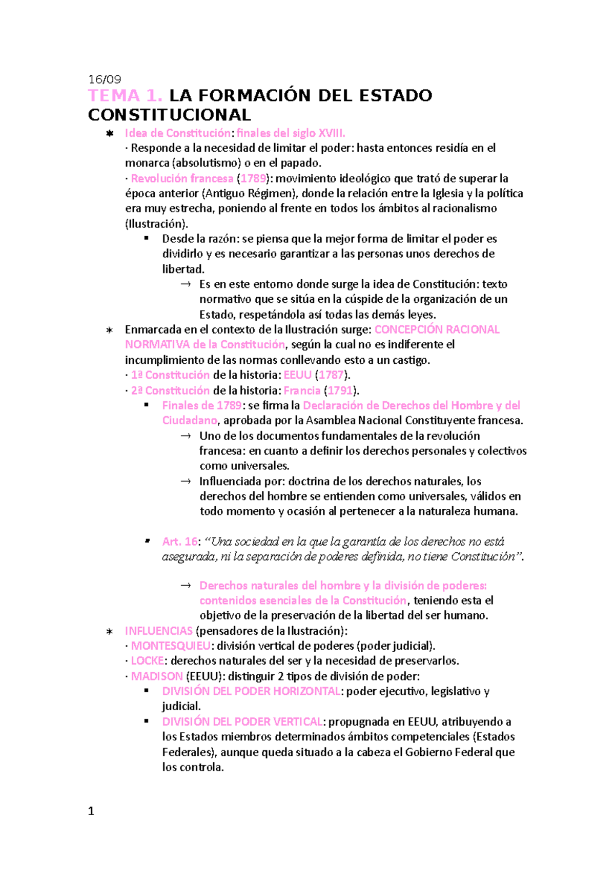 TEMA 1 - es el tema 1 derecho constitucional I - 16/ TEMA 1. LA ...