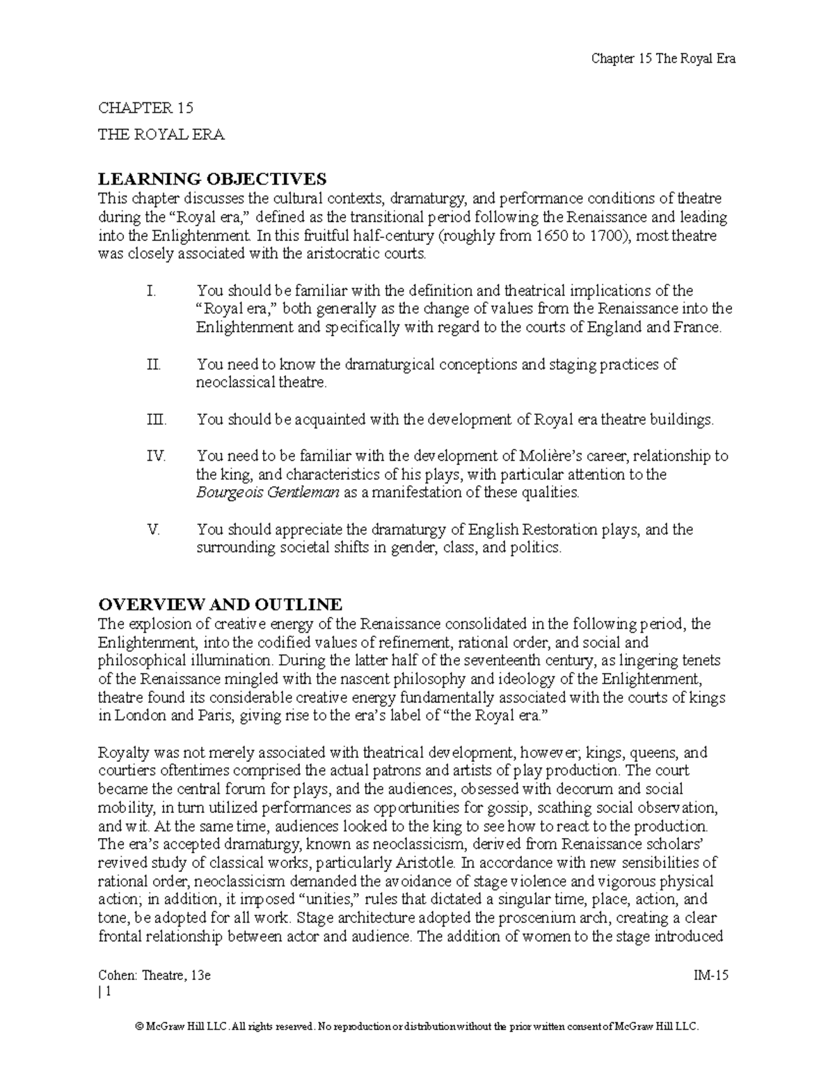 Chapter 15 Notes Covers the Royal Era CHAPTER 15 THE ROYAL ERA LEARNING OBJECTIVES This