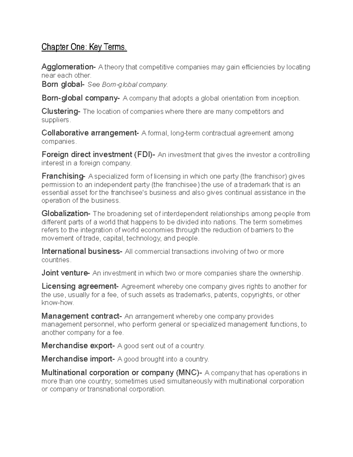 Ch.1 Keyterms - Glossary definition. - Chapter One: Key Terms ...