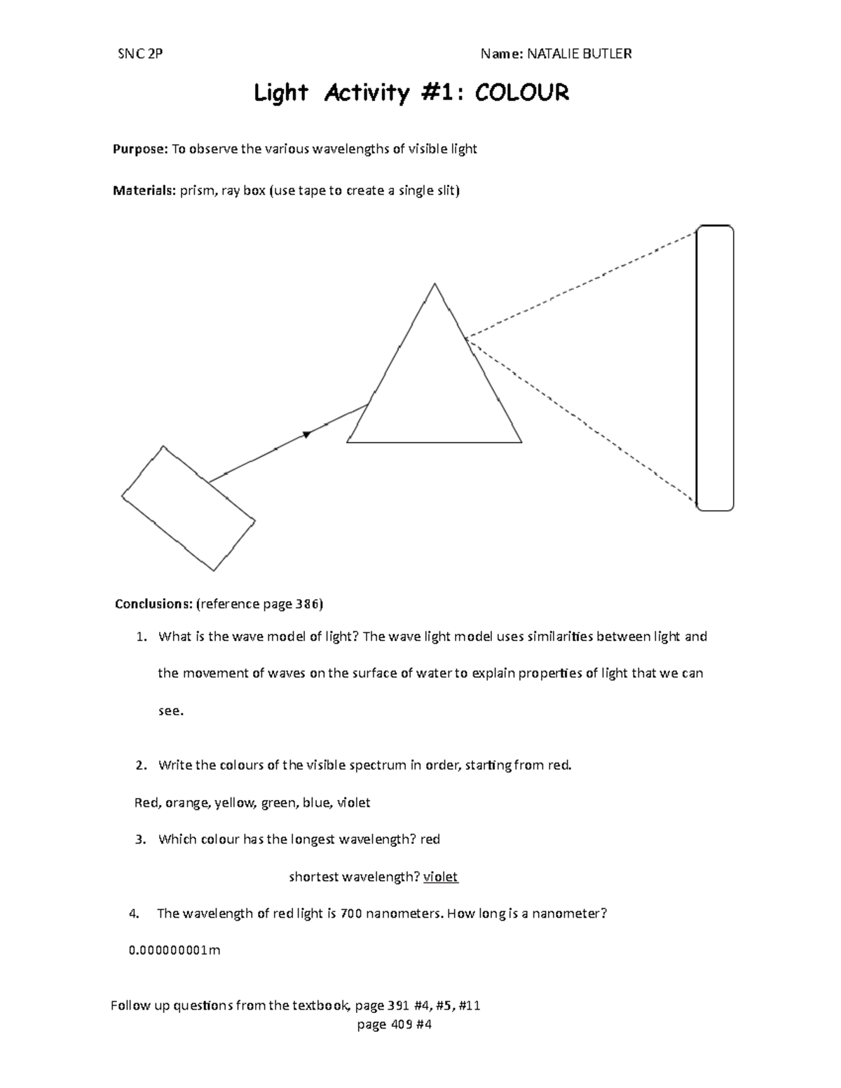 Light Activity 1 Colour copy SNC 2P Name NATALIE BUTLER Light