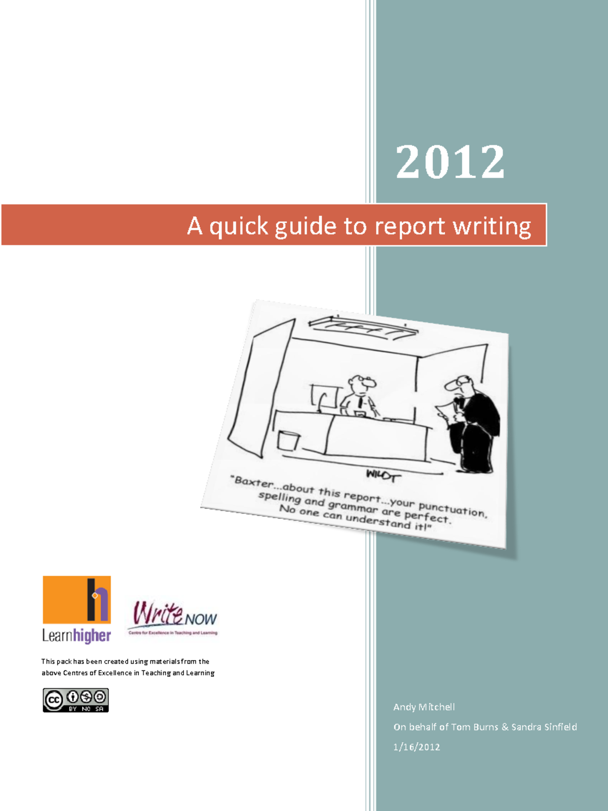 Burns Sinfield Chapter 13 A guide to report writing study pack - 2012 ...