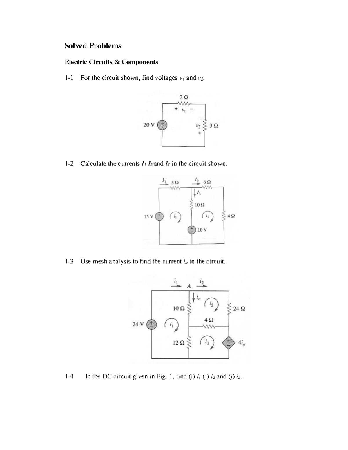 Solved Problems Questions - Solved Problems Electric Circuits ...